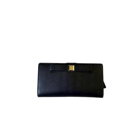 Kate Spade Bow Leather Wallet Black - Picture 1 of 11